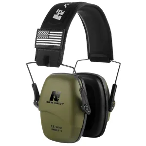 Noise Cancelling Ear Protection Earmuffs, Low-Profile, Soft Foam Ear Pads, Compact Folding Design, Available in Black, Brown, Green