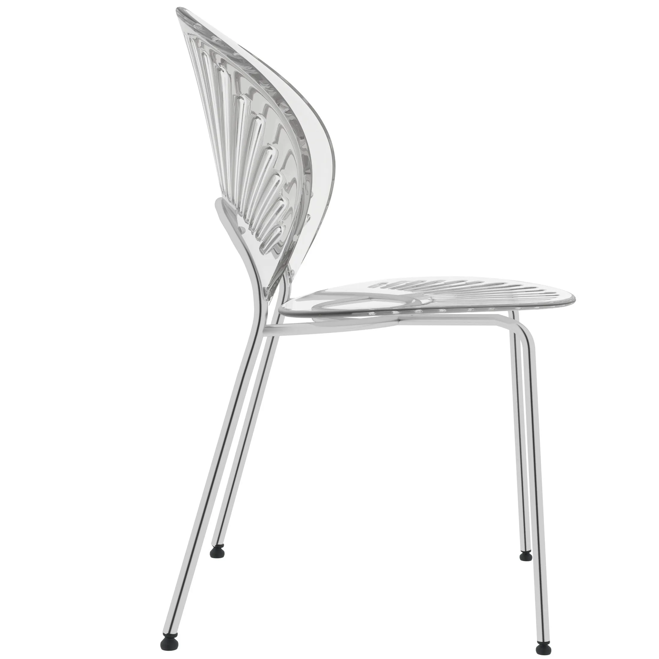 Opulent Modern Plastic Dining Chair in Chrome Metal Legs Set of 2