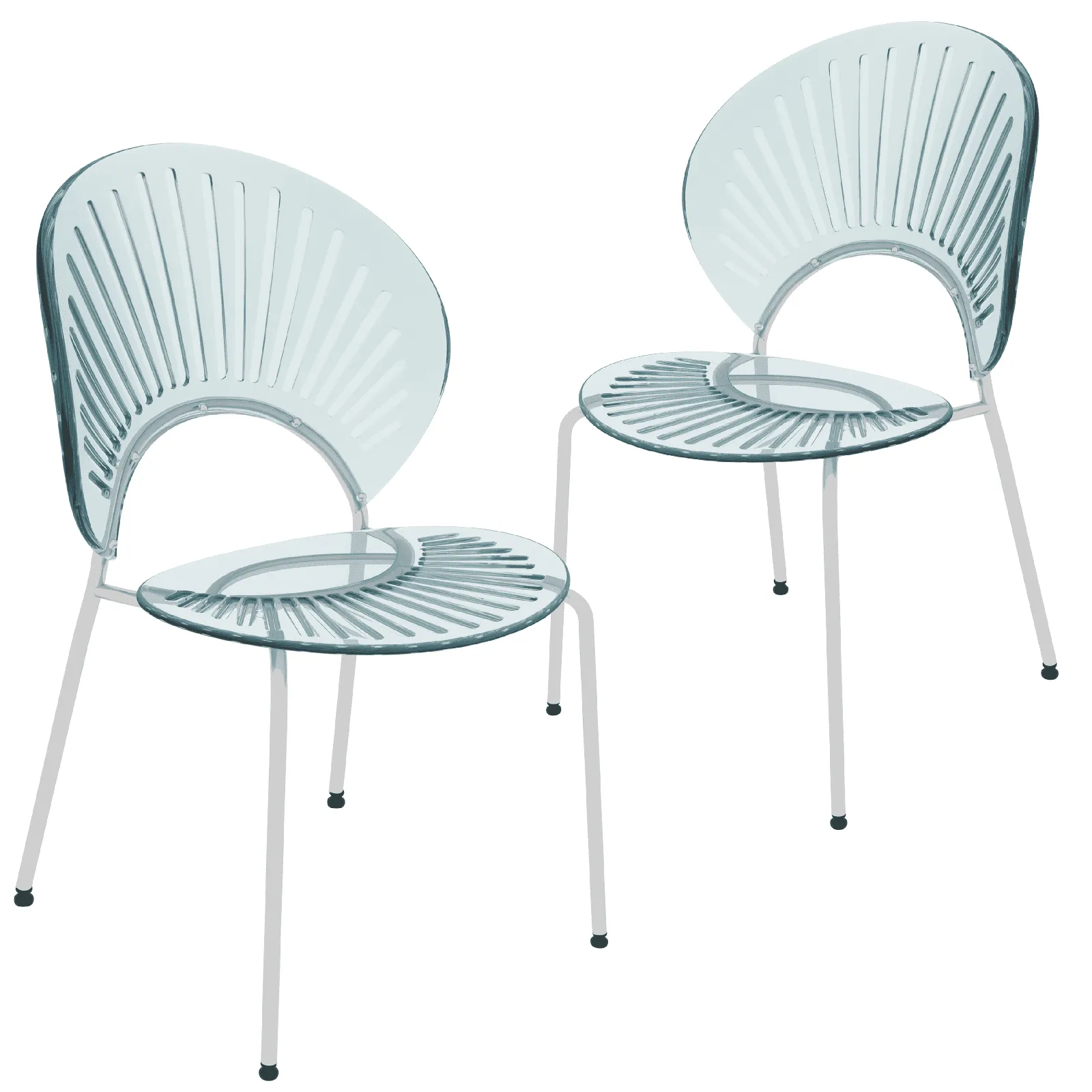 Opulent Modern Plastic Dining Chair in Chrome Metal Legs Set of 2