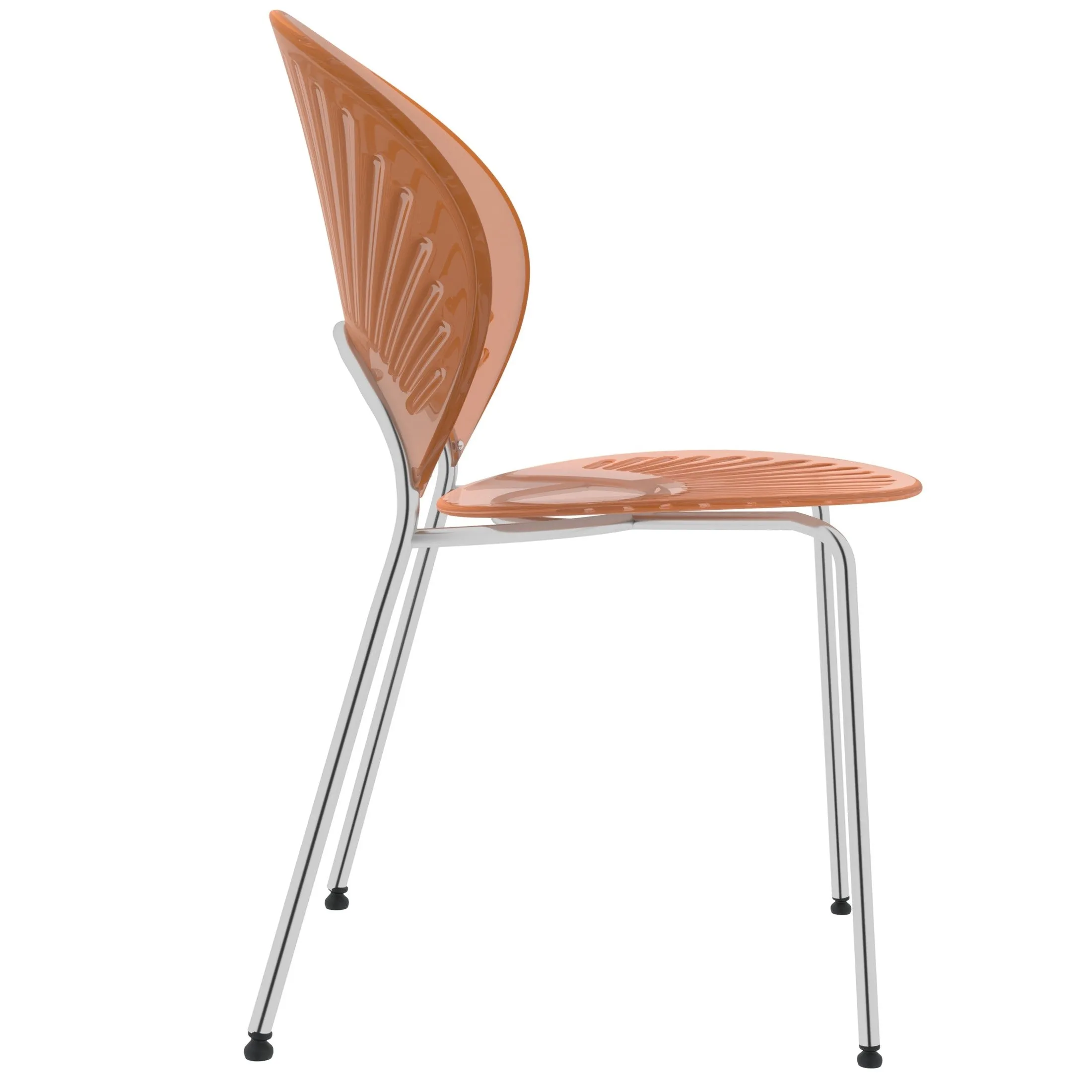 Opulent Modern Plastic Dining Chair in Chrome Metal Legs Set of 2