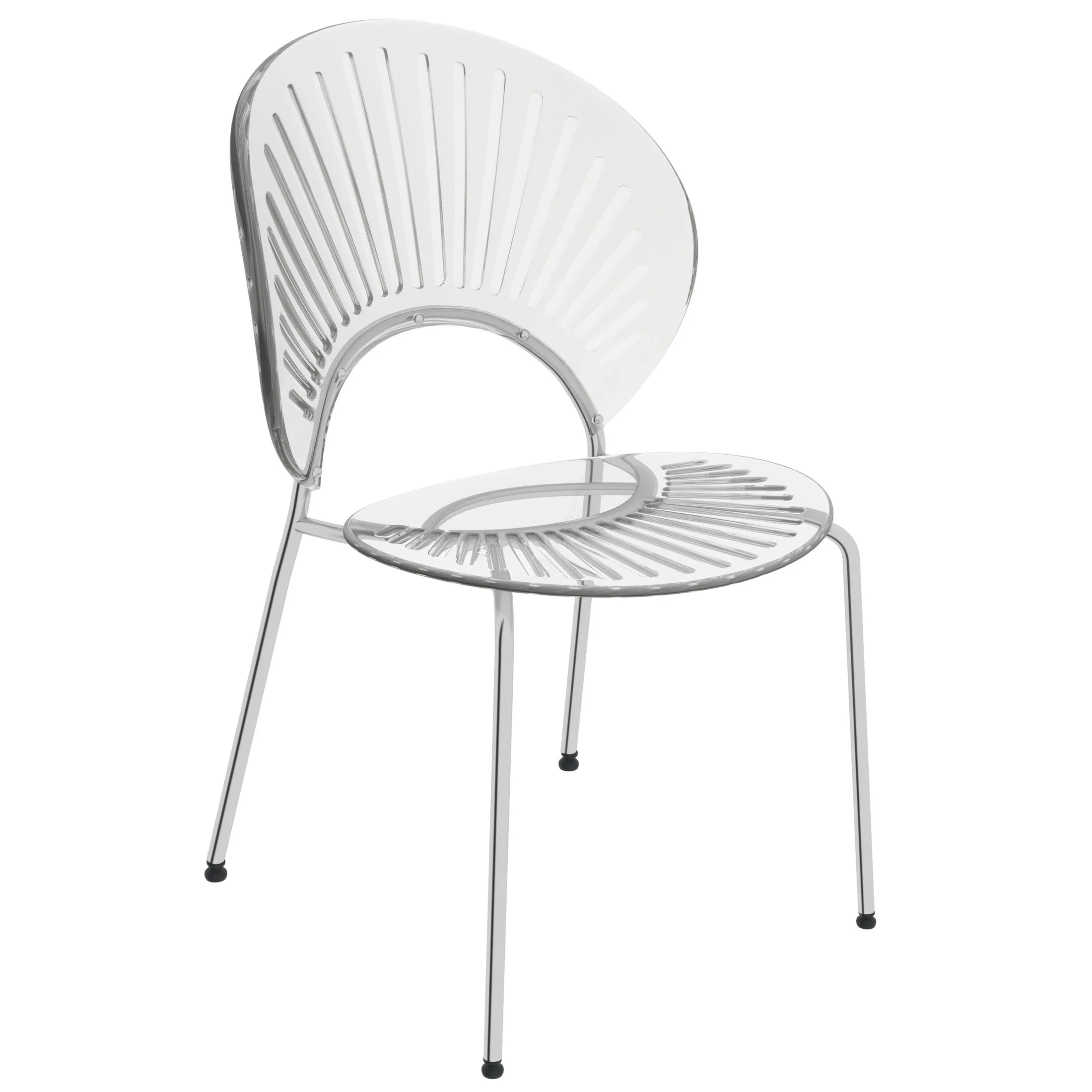 Opulent Modern Plastic Dining Chair in Chrome Metal Legs Set of 2