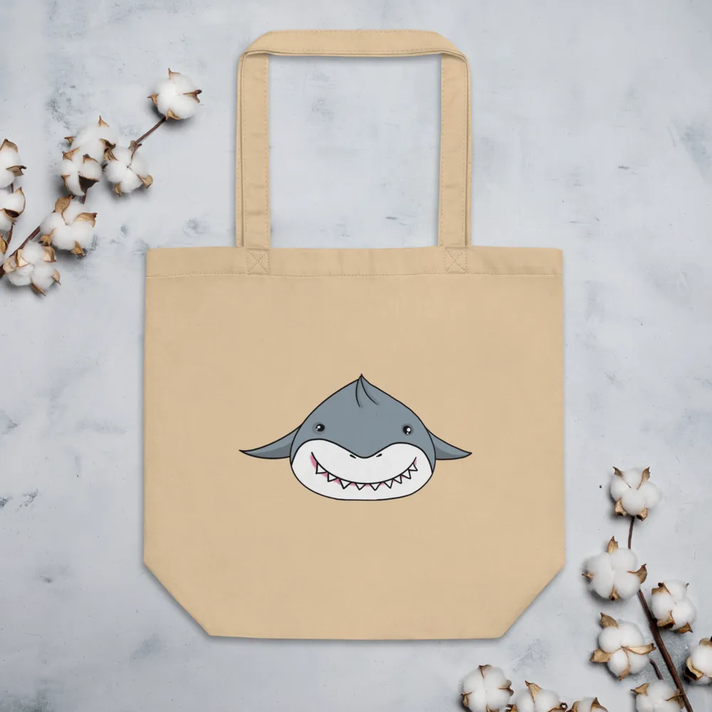 Organic Cotton Two Sided Shark Tote Bag - Eco-Friendly, Durable, and Stylish Grocery and Everyday Bag