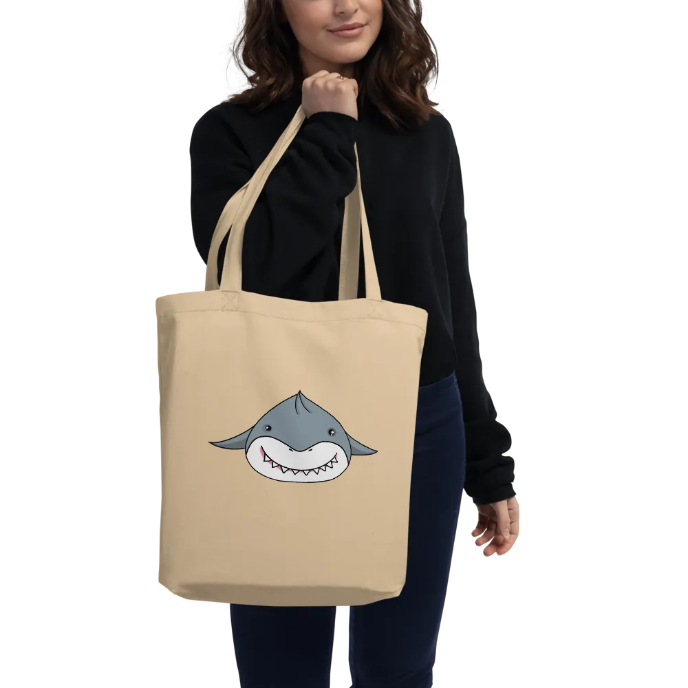 Organic Cotton Two Sided Shark Tote Bag - Eco-Friendly, Durable, and Stylish Grocery and Everyday Bag
