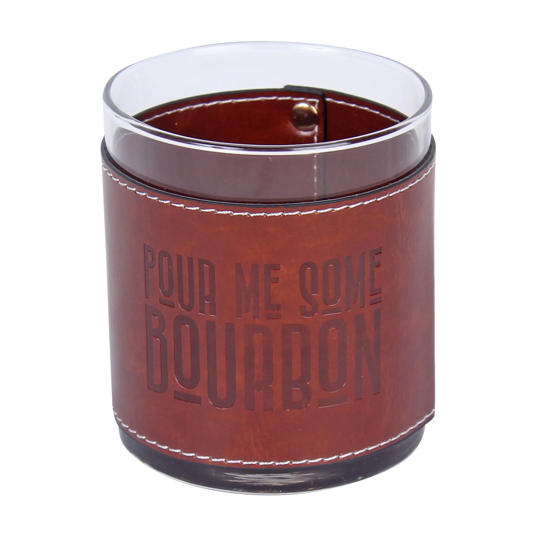 Pour Me Some Bourbon Faux Leather Rocks Glass