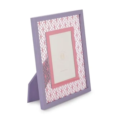 PURE HOME   LIVING Purple and Pink Lazer Cut Faux Leather Photo Frame