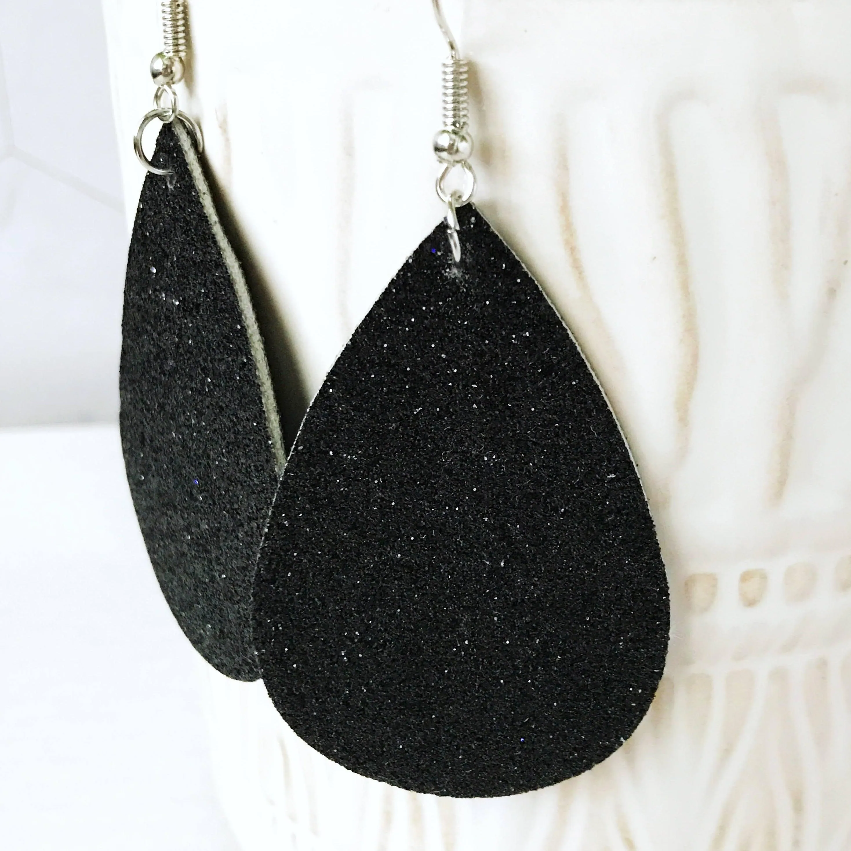 Raven- Black Glitter Earrings