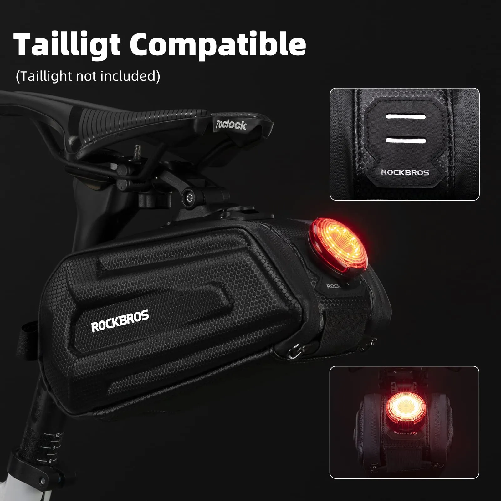ROCKBROS Bike Bicycle 1.7L Saddle Seat Bag  3D Hard Shell with Silver Reflective Strip