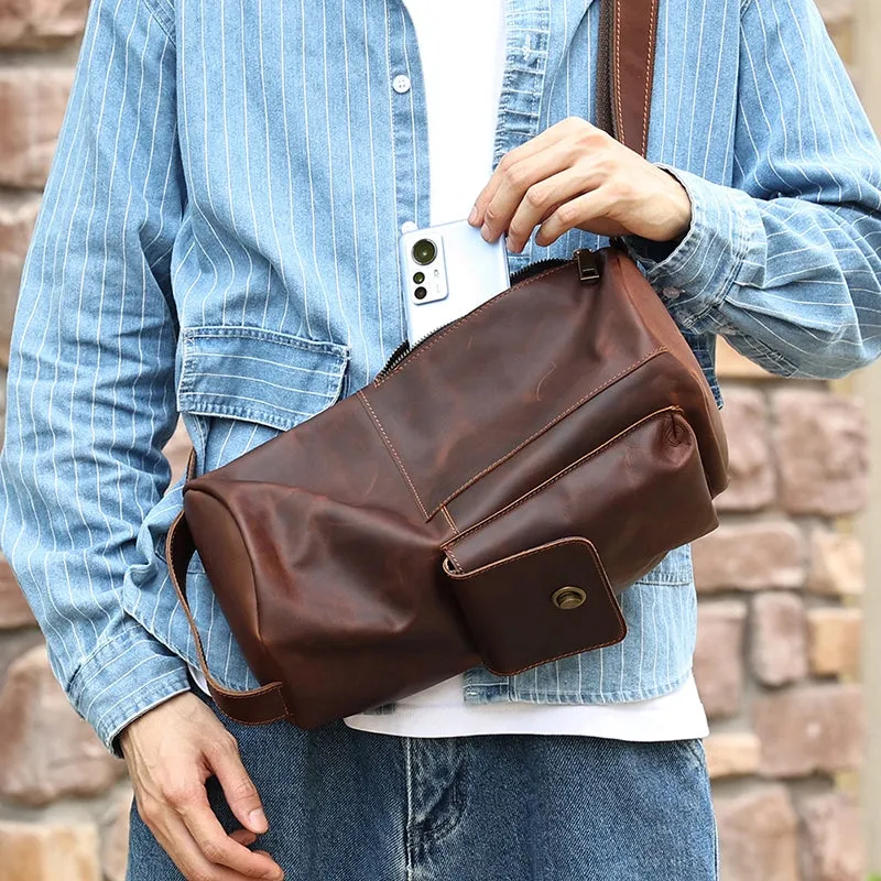 Rustic Trail Cylinder Leather Sling Bag