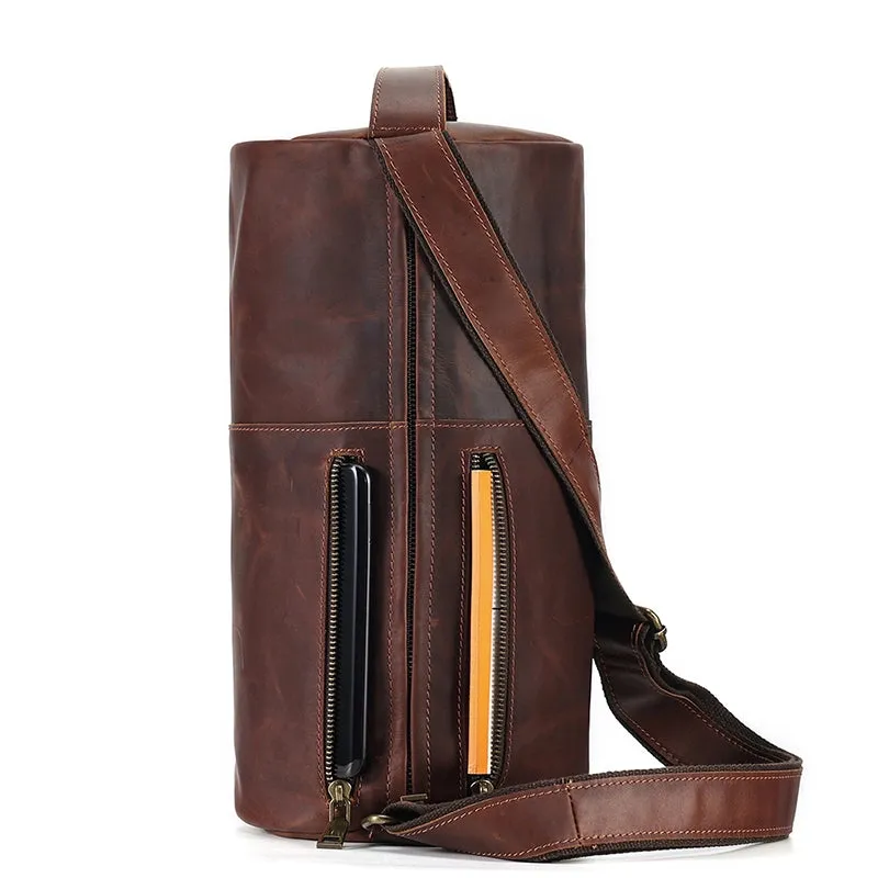 Rustic Trail Cylinder Leather Sling Bag