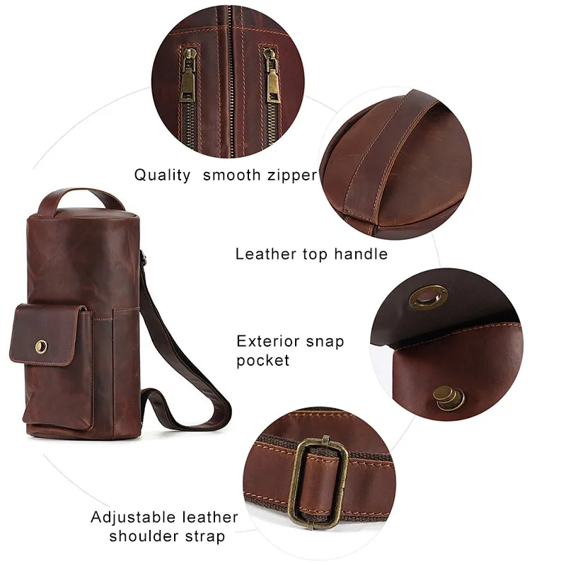 Rustic Trail Cylinder Leather Sling Bag