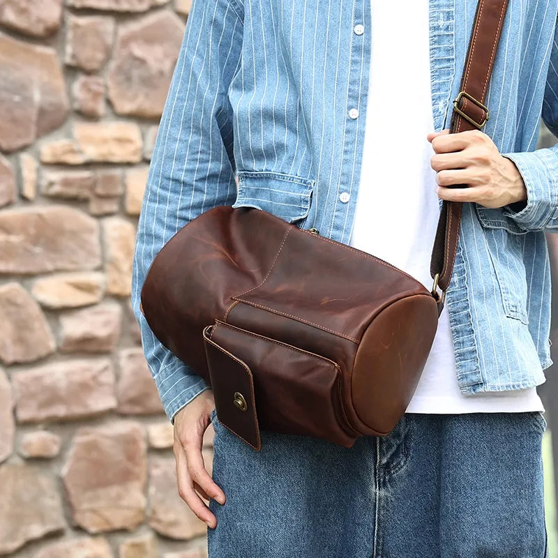 Rustic Trail Cylinder Leather Sling Bag