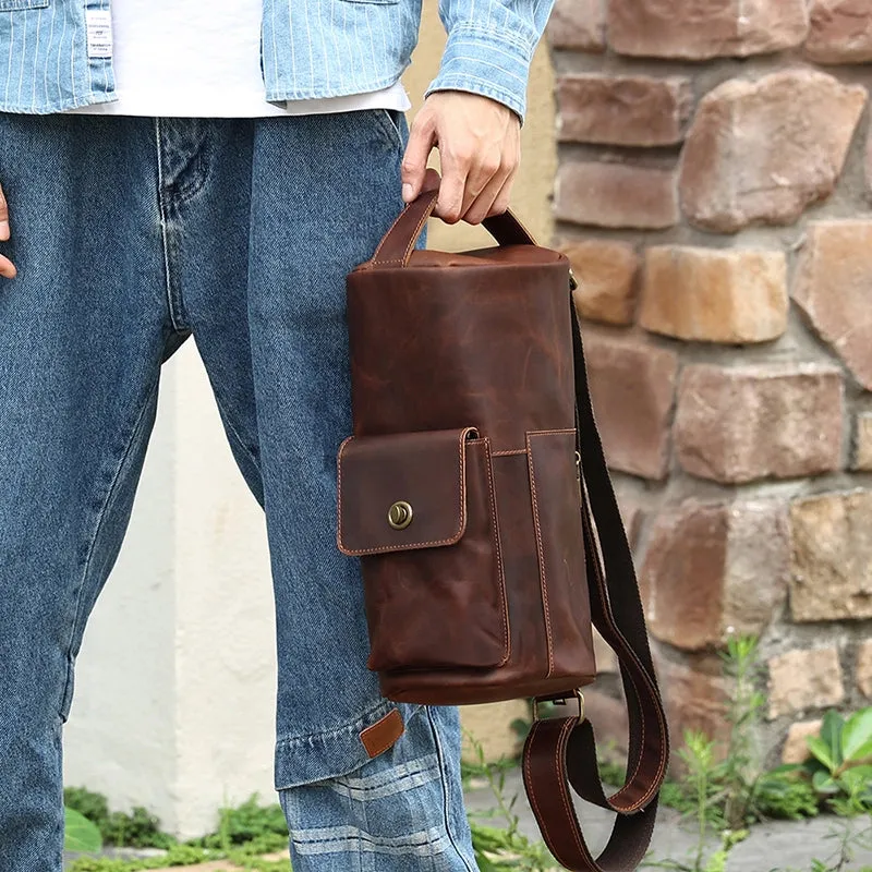 Rustic Trail Cylinder Leather Sling Bag