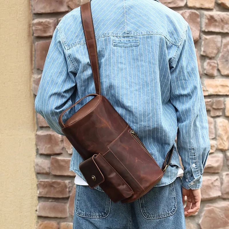 Rustic Trail Cylinder Leather Sling Bag