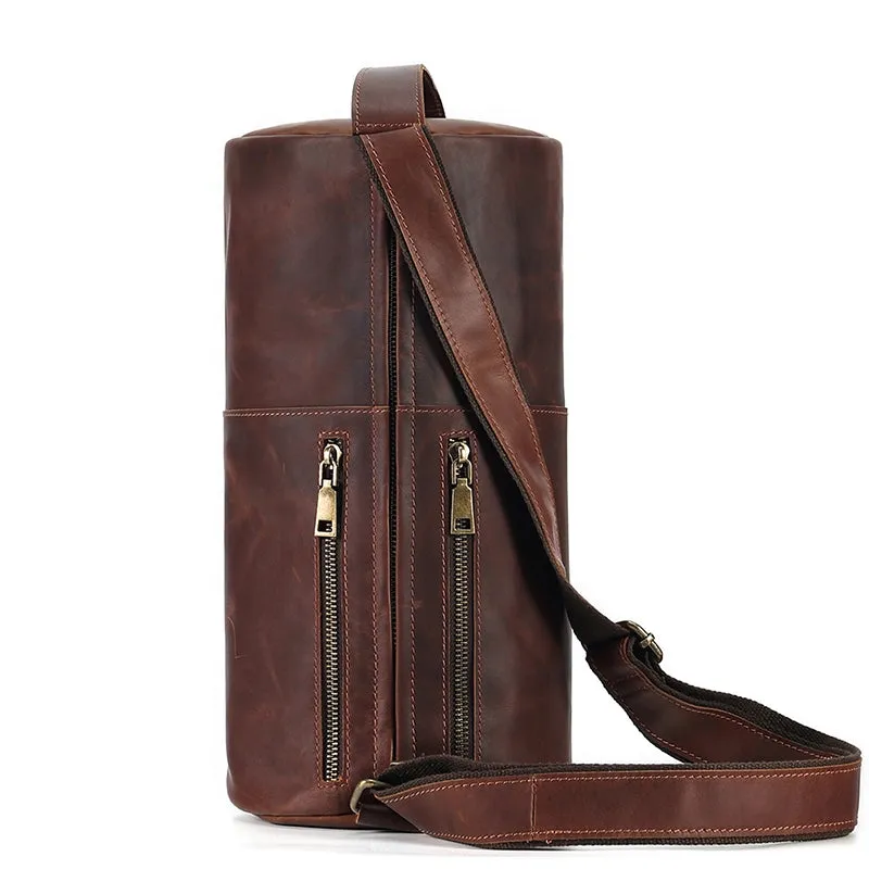 Rustic Trail Cylinder Leather Sling Bag