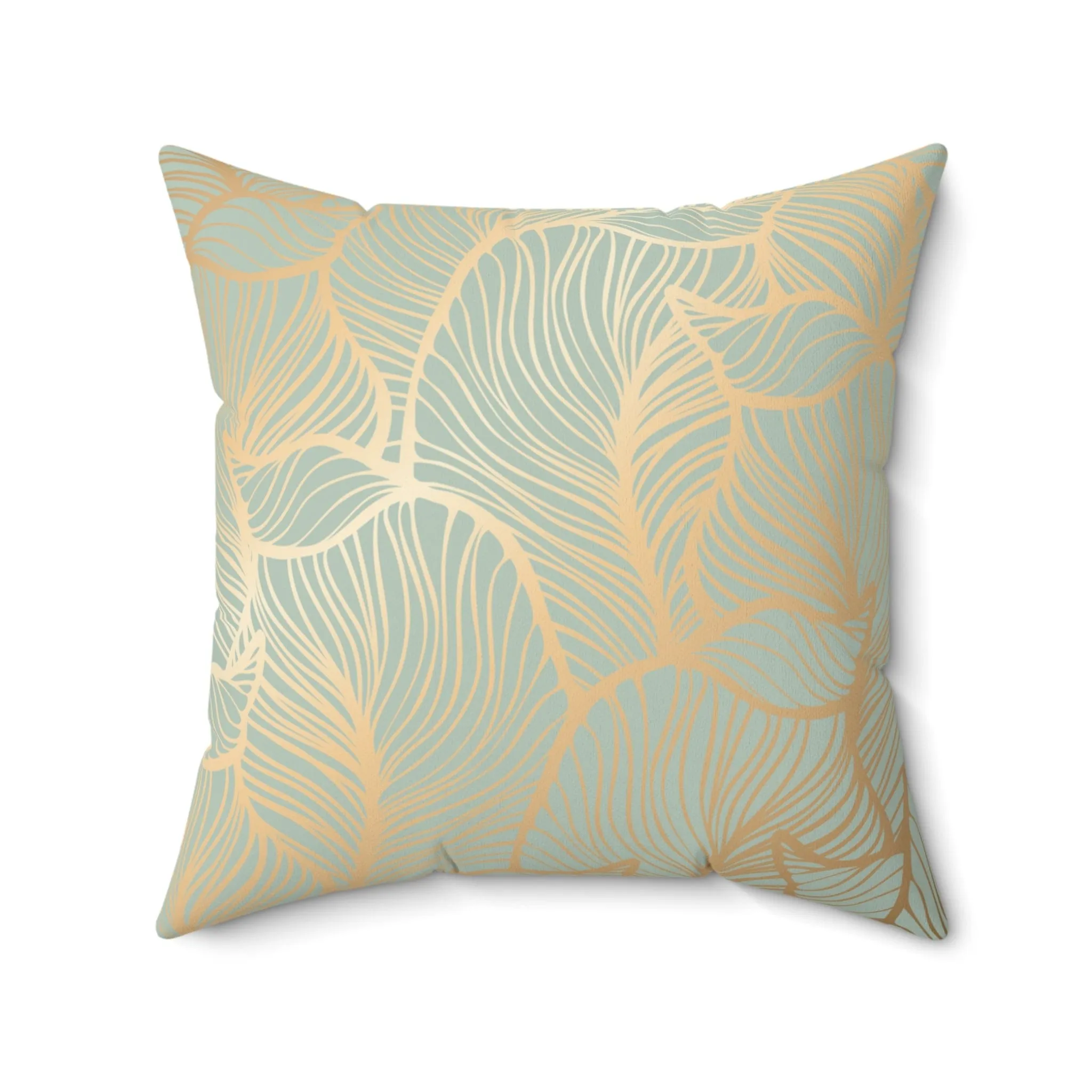 Sage Green Gold Leaf Pillow