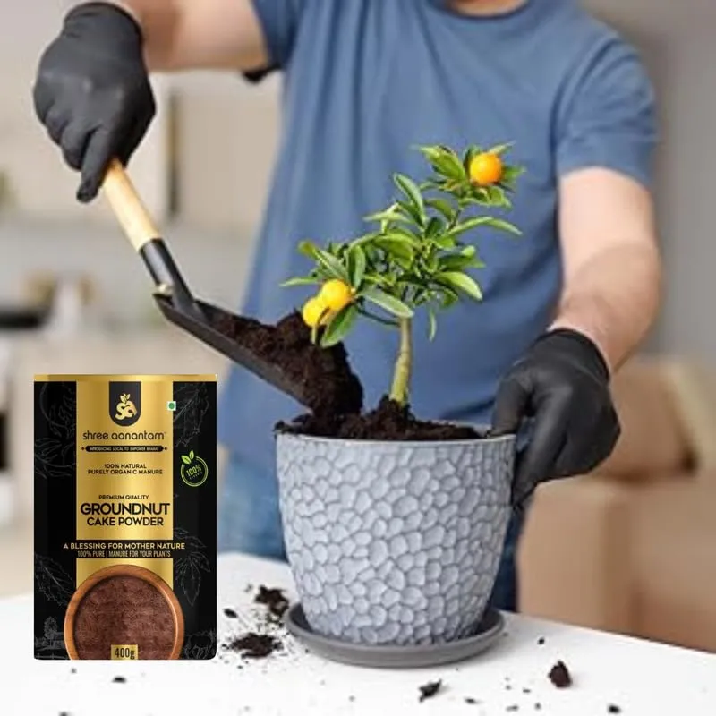 Shree Aanantam Groundnut Oil Cake Powder - 400 Gr | Organic Fertilizer for Home Garden | Potting Plant Growth Nutrient | Groundnut Cake Powder for Plants
