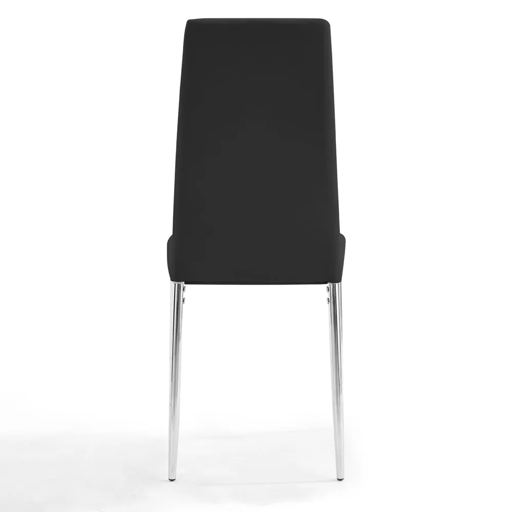 Sierra Faux Leather Dining Chair Set of 6, Black with Silver Legs