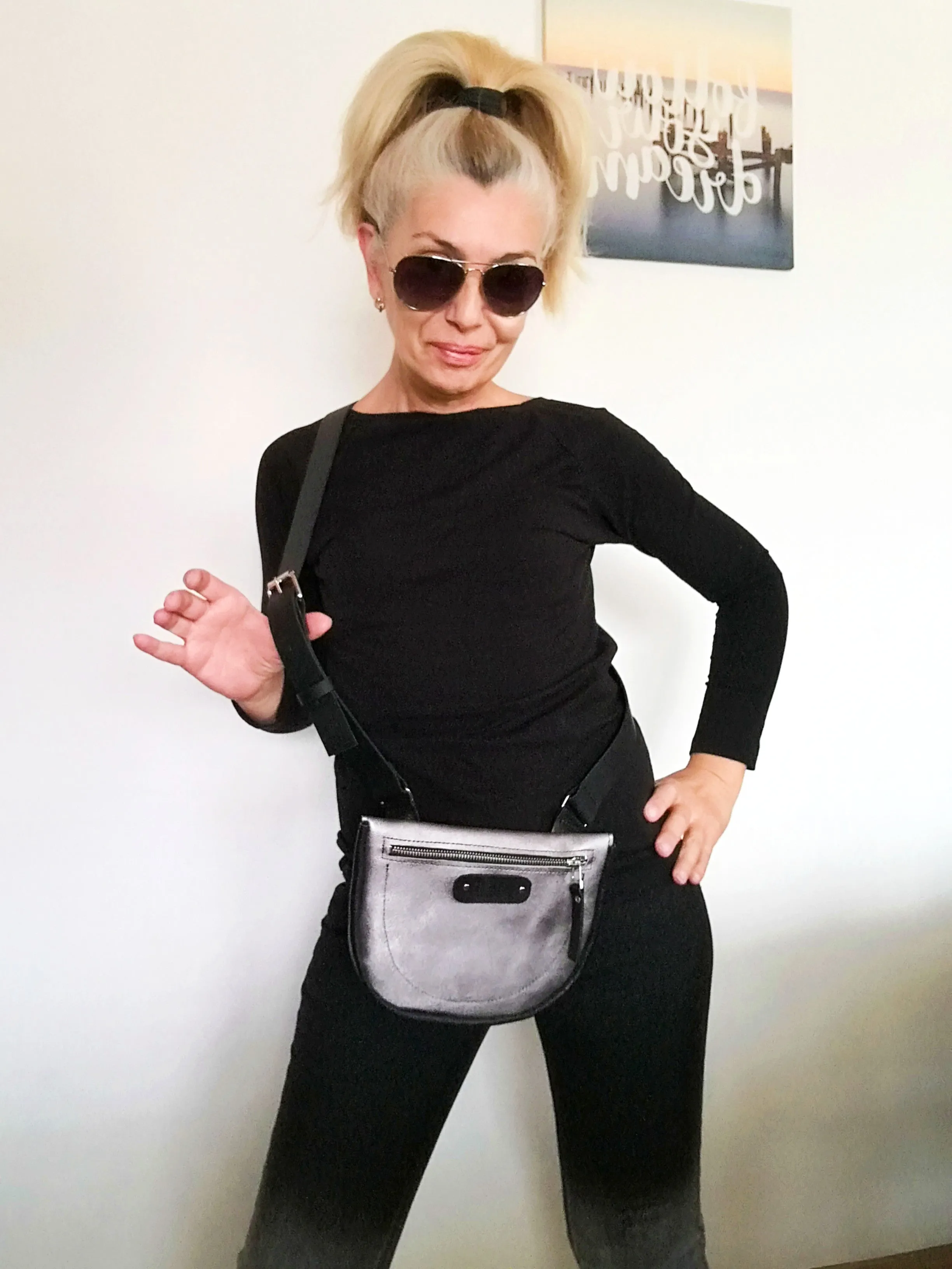 Small Leather Crossbody Bag Silver Leather Party Bag