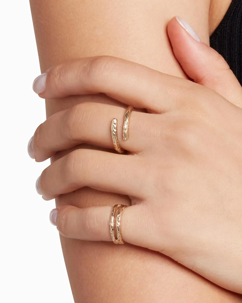 Solid Gold Etched Adjustable Ring