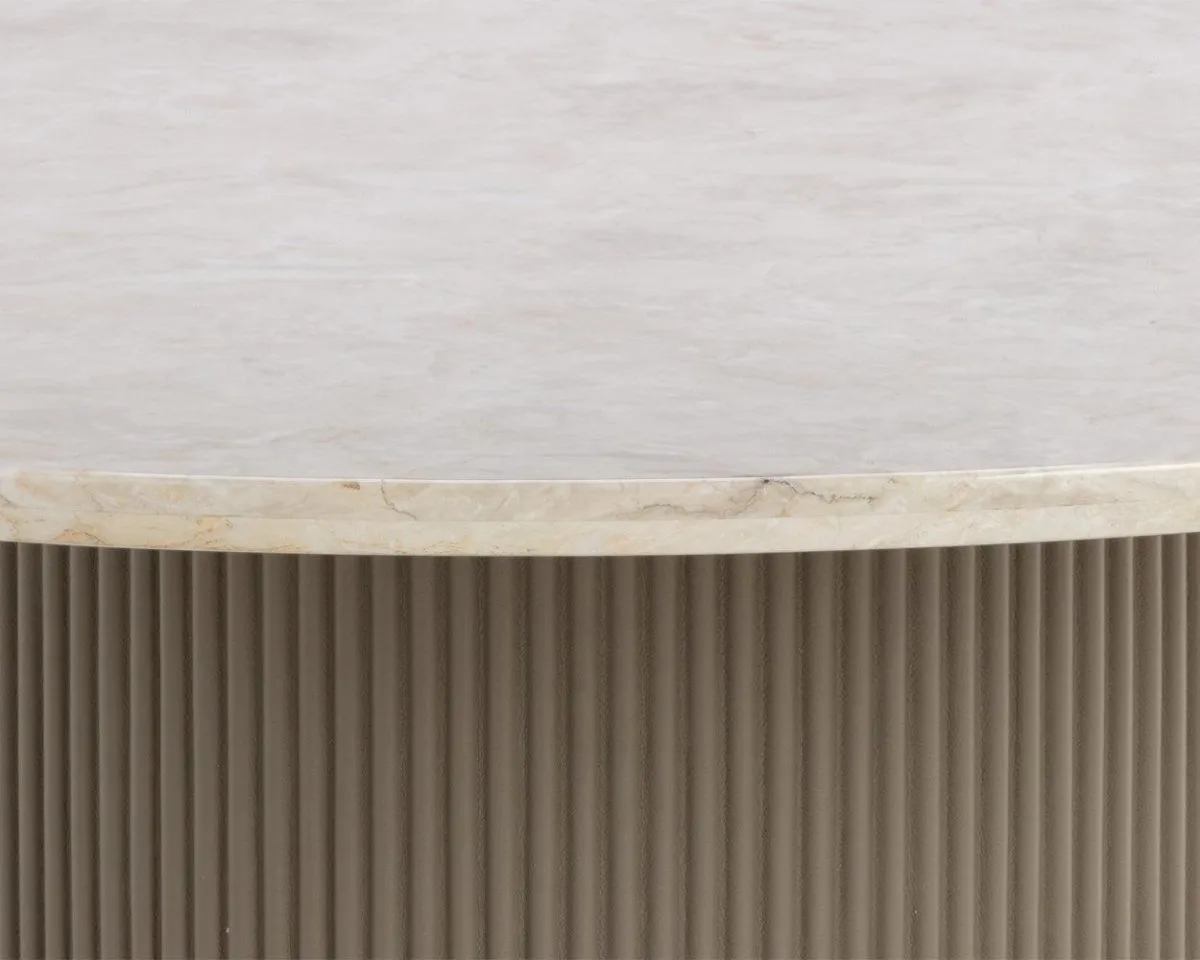 Sunpan Round Contemporary Cataldi Dining Table - 59", Marble, Cream, Seats 6