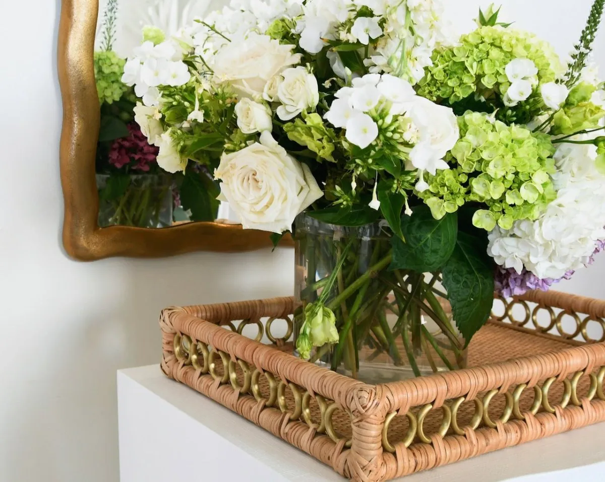 Tango Rattan Tray by Worlds Away