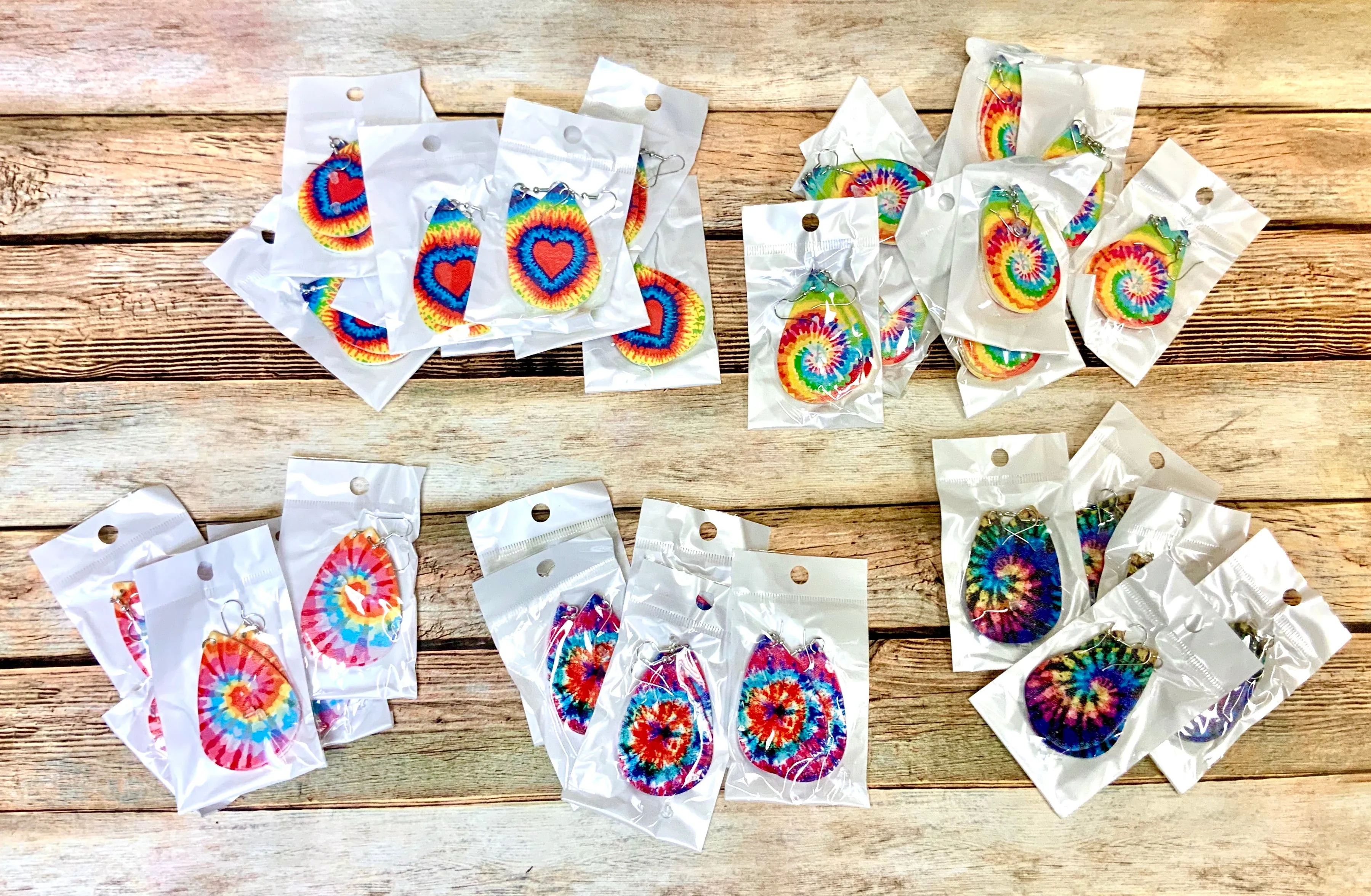 Tie Dye Faux Leather Earrings