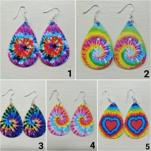 Tie Dye Faux Leather Earrings