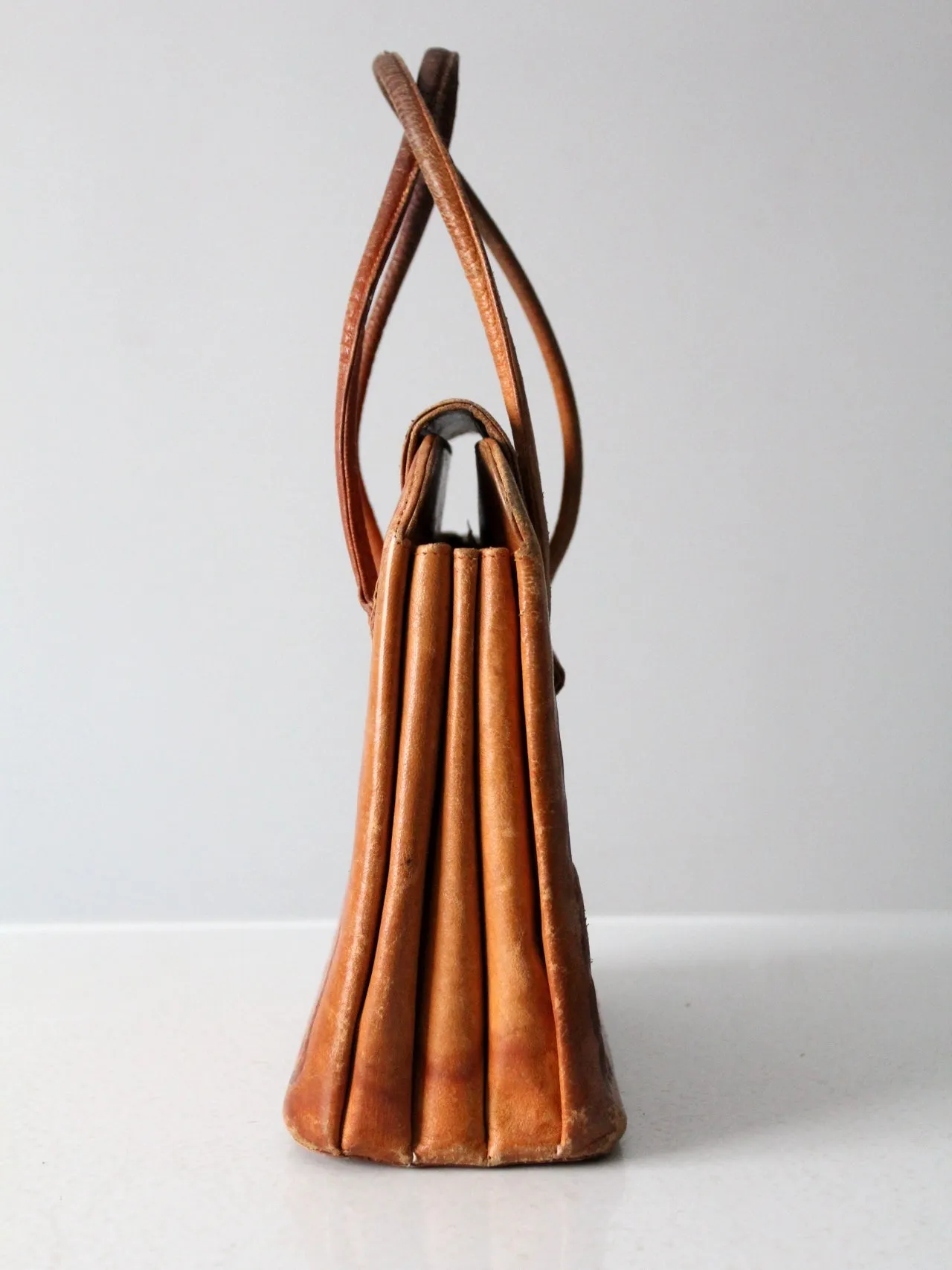 vintage tooled leather satchel
