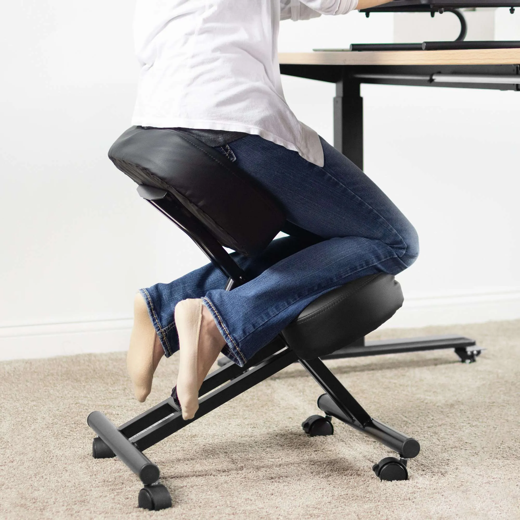VIVO Dragonn Adjustable Ergonomic Kneeling Chair, DN-CH-K01B/K01W/K01G
