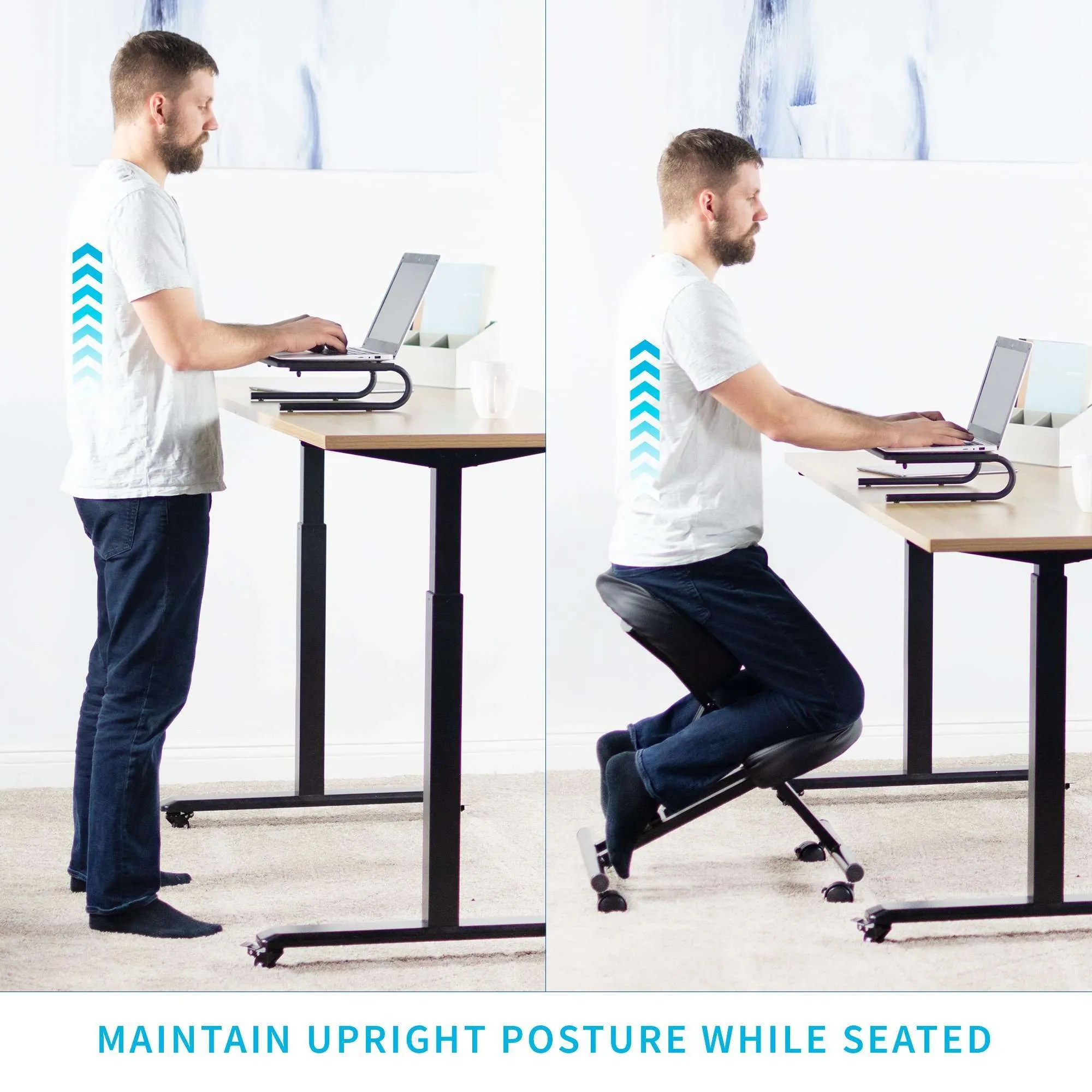 VIVO Dragonn Adjustable Ergonomic Kneeling Chair, DN-CH-K01B/K01W/K01G