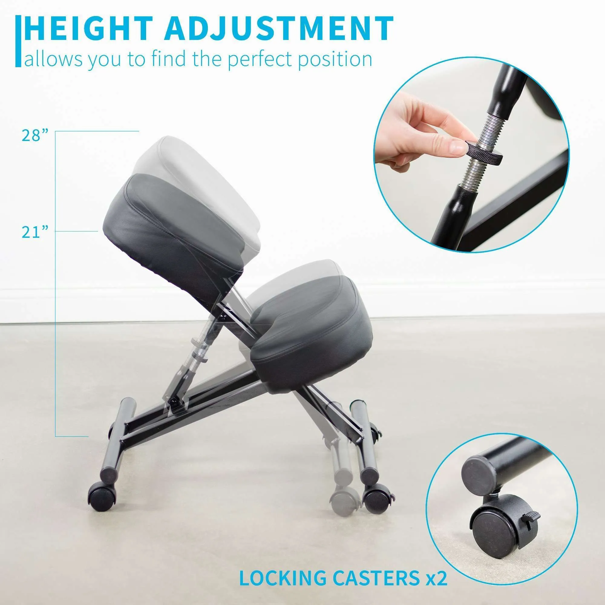 VIVO Dragonn Adjustable Ergonomic Kneeling Chair, DN-CH-K01B/K01W/K01G