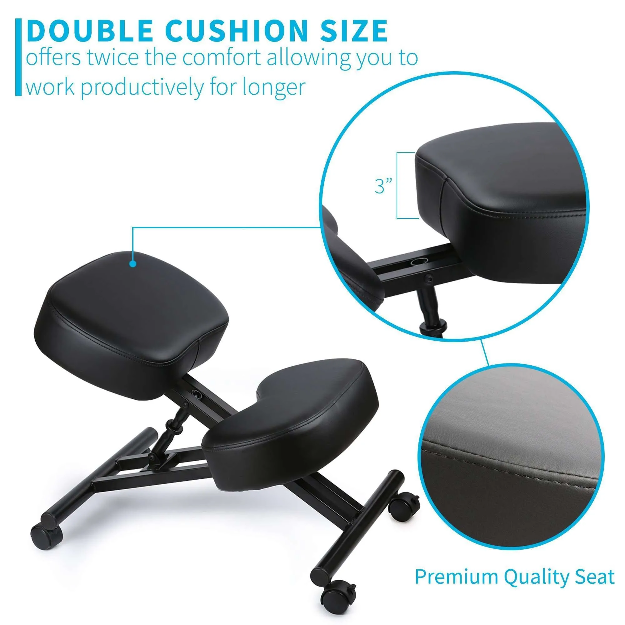 VIVO Dragonn Adjustable Ergonomic Kneeling Chair, DN-CH-K01B/K01W/K01G